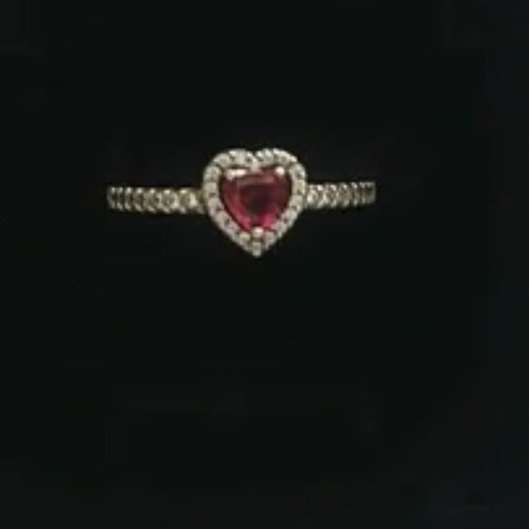 Brand New Sterling Silver Pandora Elevated Red Heart Ring Size 7 - Picture 3 of 3